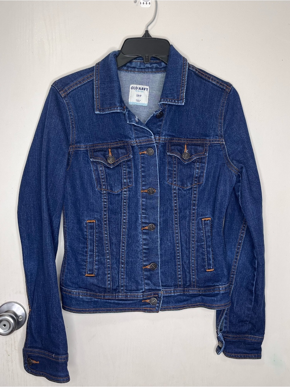 Old Navy Womens Jacket Denim Jean Dark Wash Classic Trucker Style